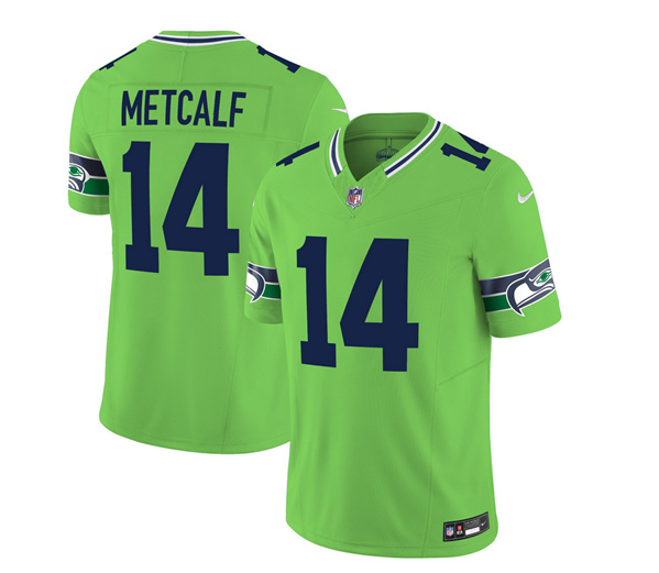 Men’s Seattle Seahawks #14 DK Metcalf 2023 F.U.S.E. Green Limited Football Stitched Jersey