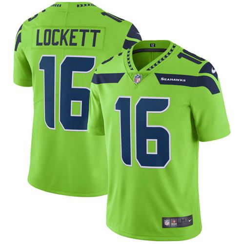Nike Seattle Seahawks #16 Tyler Lockett Green Men’s Stitched NFL Limited Rush Jersey