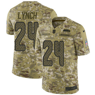 Nike Seahawks #24 Marshawn Lynch Camo Men’s Stitched NFL Limited 2018 Salute To Service Jersey