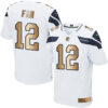 Nike Seahawks #12 Fan White Men’s Stitched NFL Elite Gold Jersey