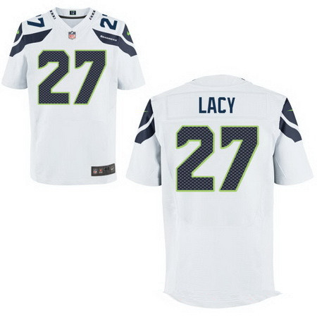 Men’s Seattle Seahawks #27 Eddie Lacy White Road Stitched NFL Nike Elite Jersey