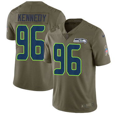 Nike Seattle Seahawks #96 Cortez Kennedy Olive Men’s Stitched NFL Limited 2017 Salute to Service Jersey