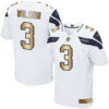 Nike Seahawks #3 Russell Wilson White Men’s Stitched NFL Elite Gold Jersey