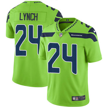 Nike Seattle Seahawks #24 Marshawn Lynch Green Men’s Stitched NFL Limited Rush Jersey