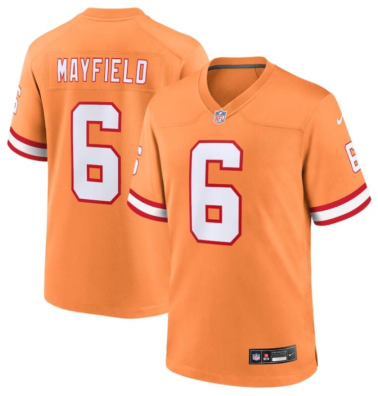 Tampa Bay Buccaneers #6 Baker Mayfield Orange Stitched Game Jersey