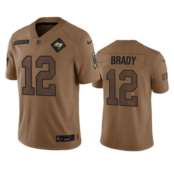 Tampa Bay Buccaneers #12 Tom Brady 2023 Brown Salute To Service Limited Stitched Jersey