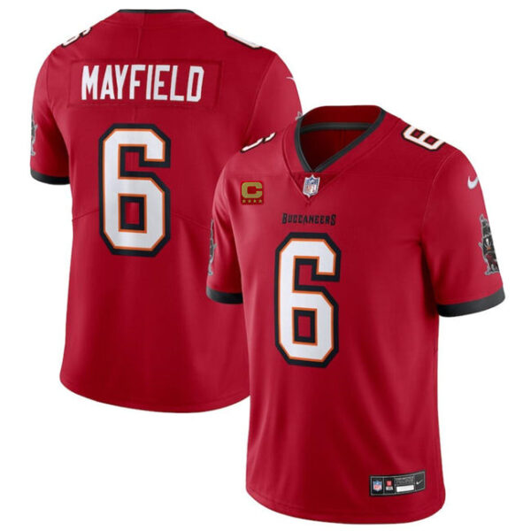 Tampa Bay Buccaneers #6 Baker Mayfield Red 2024 With 4 Star C Patch Vapor Untouchable Jersey