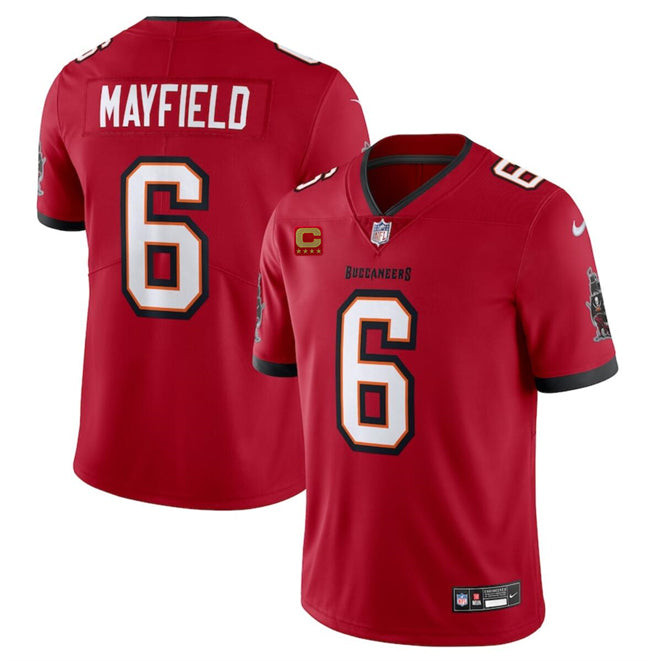 Tampa Bay Buccaneers #6 Baker Mayfield Red 2024 With 4 Star C Patch Vapor Untouchable Jersey