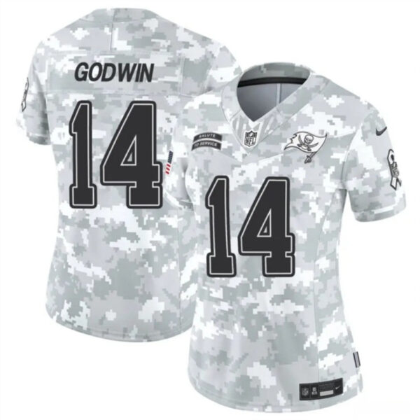 Women Tampa Bay Buccaneers #14 Chris Godwin 2024 FUSE Arctic Camo Salute To Service Limited Football Stitched Jersey