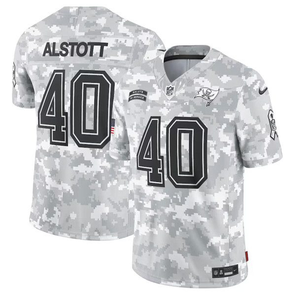 Tampa Bay Buccaneers #40 Mike Alstott Arctic Camo 2024 FUSE Salute To Service Limited Football Stitched Jersey