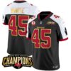 Men’s Buccaneers 2023 NFC South Champions Patch Gold Trim Vapor Jersey – All Stitched – Black Alternate – Devin White