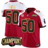 Men’s Buccaneers 2023 NFC South Champions Patch Gold Trim Vapor Jersey – All Stitched – Red Alternate – Vita Vea