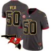 Men’s Buccaneers Florida Patch Gold Trim Vapor Jersey – All Stitched – Pewter – Vita Vea