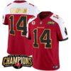 Men’s Buccaneers 2023 NFC South Champions Patch Gold Trim Vapor Jersey – All Stitched – Red Alternate – Chris Godwin