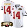 Men’s Buccaneers 2023 NFC South Champions Patch Gold Trim Vapor Jersey – All Stitched – White – Chris Godwin