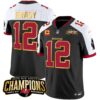 Men’s Buccaneers 2023 NFC South Champions Patch Gold Trim Vapor Jersey – All Stitched – Black Alternate – Tom Brady