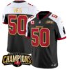 Men’s Buccaneers 2023 NFC South Champions Patch Gold Trim Vapor Jersey – All Stitched – Black Alternate – Vita Vea