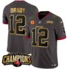 Men’s Buccaneers 2023 NFC South Champions Patch Gold Trim Vapor Jersey – All Stitched – Pewter – Tom Brady