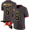 Men’s Buccaneers Florida Patch Gold Trim Vapor Jersey – All Stitched – Pewter – Baker Mayfield