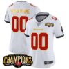 Buccaneers 2023 NFC South Champions Patch Gold Trim Vapor Custom Jersey – All Stitched – Women – White