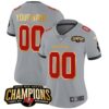 Buccaneers 2023 NFC South Champions Patch Gold Trim Vapor Custom Jersey – All Stitched – Women – Gray