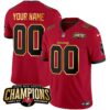 Buccaneers 2023 NFC South Champions Patch Gold Trim Vapor Custom Jersey – All Stitched – Men – Red