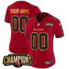 Buccaneers 2023 NFC South Champions Patch Gold Trim Vapor Custom Jersey – All Stitched – Women – Red