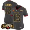 Women’s Buccaneers 2023 NFC South Champions Patch Gold Trim Vapor Jersey – All Stitched – Pewter – Mike Evans