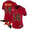 Women’s Buccaneers Florida Patch Gold Trim Vapor Jersey – All Stitched – Red – Chris Godwin