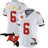 Women’s Buccaneers Florida Patch Gold Trim Vapor Jersey – All Stitched – White – Baker Mayfield