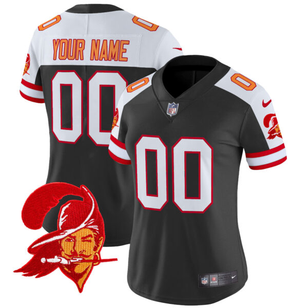 Tampa Bay Buccaneers Throwback Vapor Limited Custom Jersey V2 – All Stitched – Women – Black Alternate