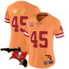 Women’s Buccaneers Florida Patch Gold Trim Vapor Jersey – All Stitched – Orange – Devin White