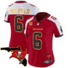 Women’s Buccaneers Florida Patch Gold Trim Vapor Jersey – All Stitched – Red Alternate – Baker Mayfield