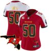 Women’s Buccaneers Florida Patch Gold Trim Vapor Jersey – All Stitched – Red Alternate – Vita Vea