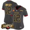 Women’s Buccaneers 2023 NFC South Champions Patch Gold Trim Vapor Jersey – All Stitched – Pewter – Tom Brady