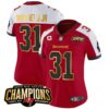 Women’s Buccaneers 2023 NFC South Champions Patch Gold Trim Vapor Jersey – All Stitched – Red Alternate – Antoine Winfield Jr