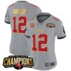 Women’s Buccaneers 2023 NFC South Champions Patch Gold Trim Vapor Jersey – All Stitched – Gray – Tom Brady