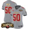 Women’s Buccaneers 2023 NFC South Champions Patch Gold Trim Vapor Jersey – All Stitched – Gray – Vita Vea