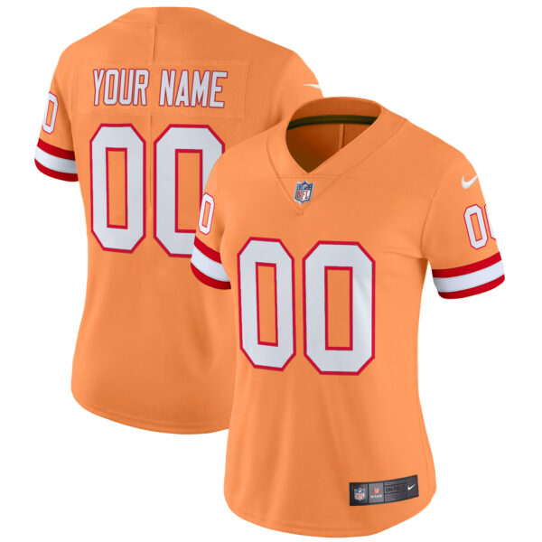 Tampa Bay Buccaneers Throwback Vapor Limited Custom Jersey V2 – All Stitched – Women – Creamsicle