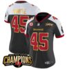 Women’s Buccaneers 2023 NFC South Champions Patch Gold Trim Vapor Jersey – All Stitched – Black Alternate – Devin White