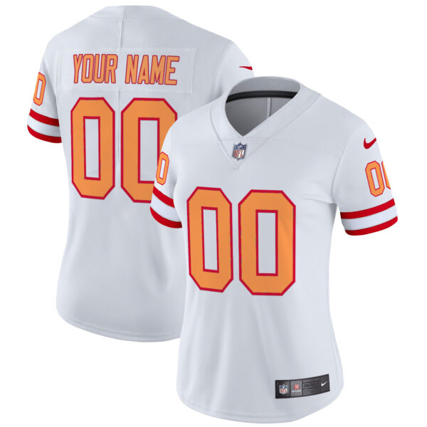 Tampa Bay Buccaneers Throwback Vapor Limited Custom Jersey V2 – All Stitched – Women – White