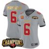 Women’s Buccaneers 2023 NFC South Champions Patch Gold Trim Vapor Jersey – All Stitched – Gray – Baker Mayfield