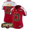 Women’s Buccaneers 2023 NFC South Champions Patch Gold Trim Vapor Jersey – All Stitched – Red Alternate – Mike Evans
