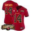 Women’s Buccaneers 2023 NFC South Champions Patch Gold Trim Vapor Jersey – All Stitched – Red – Chris Godwin