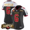 Women’s Buccaneers 2023 NFC South Champions Patch Gold Trim Vapor Jersey – All Stitched – Black Alternate – Baker Mayfield