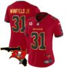 Women’s Buccaneers Florida Patch Gold Trim Vapor Jersey – All Stitched – Red – Antoine Winfield Jr