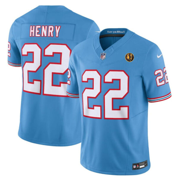 Tennessee Titans #22 Derrick Henry Blue 2023 FUSE Throwback With John Madden Jersey