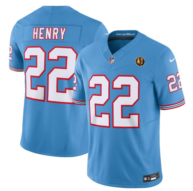 Tennessee Titans #22 Derrick Henry Blue 2023 FUSE Throwback With John Madden Jersey