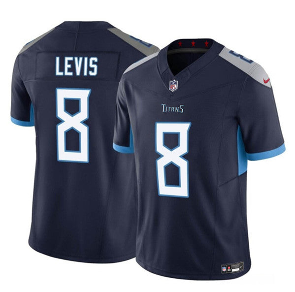 Tennessee Titans #8 Will Levis Navy 2023 FUSE Vapor Limited Throwback Stitched Jersey