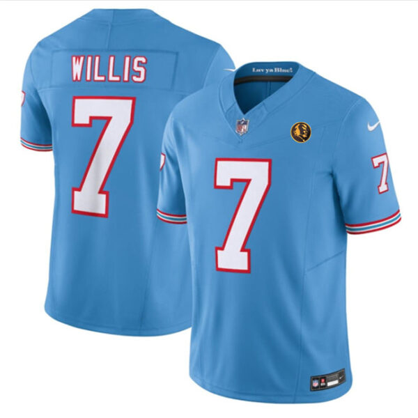 Tennessee Titans #7 Malik Willis Blue 2023 FUSE Throwback With John Madden Jersey